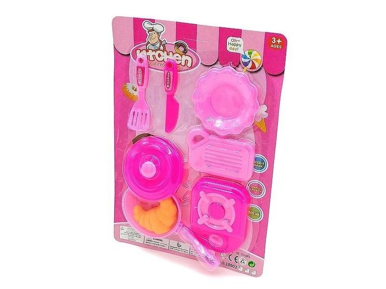 Adar, zestaw kuchenny z patelnią, różowy