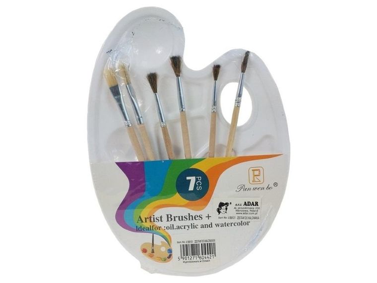 Adar, zestaw pędzli z paletą, 7 elementów