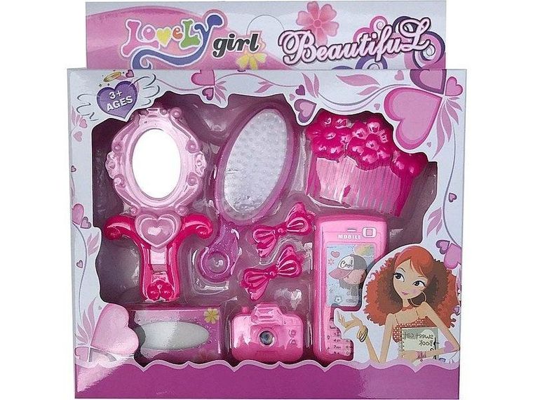 Adar, zestaw piękności z telefonem i aparatem, różowy