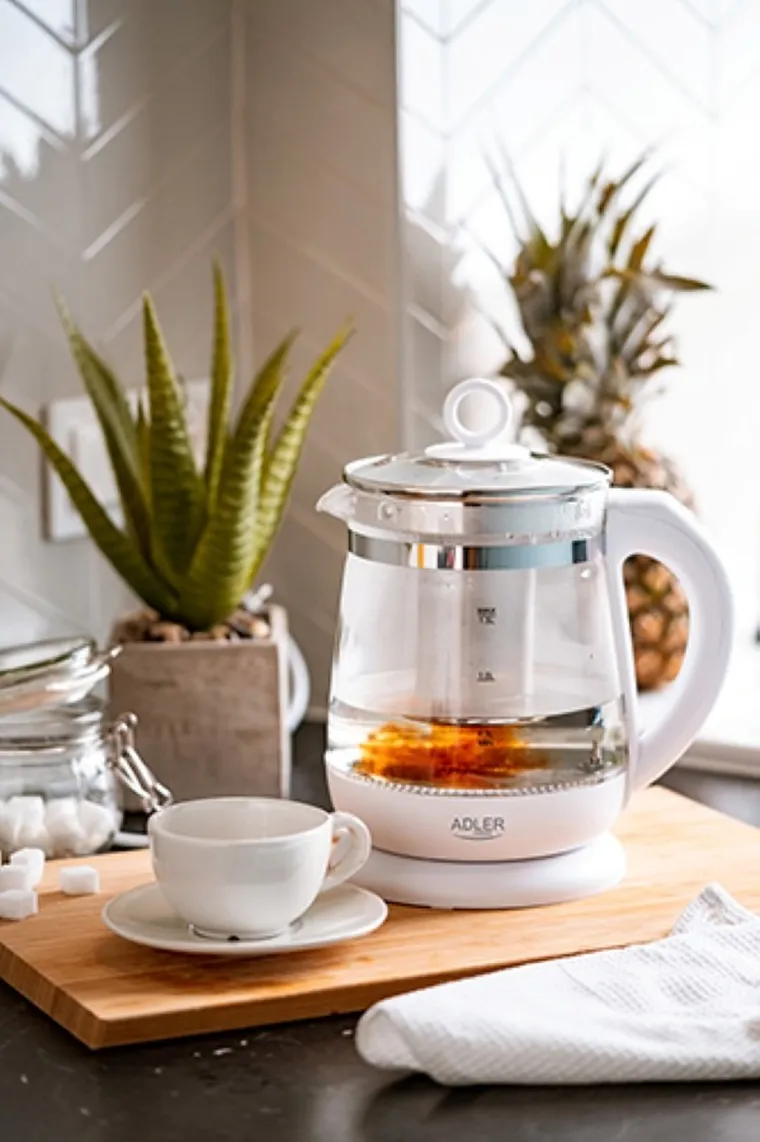 Adler, czajnik szklany, zaparzacz, regulacja temperatury, 1,5l, AD 1299