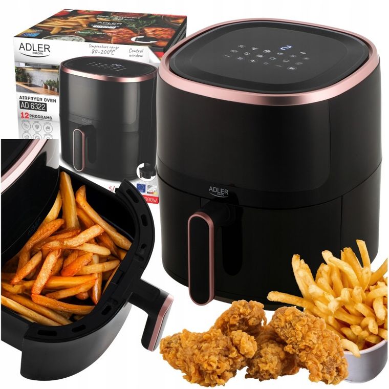 Adler, frytkownica beztłuszczowa, air fryer, LED, 12 programów, 5l