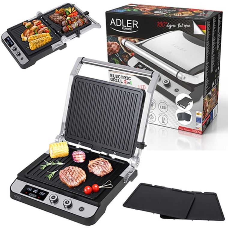 Adler, grill elektryczny 2w1, LED