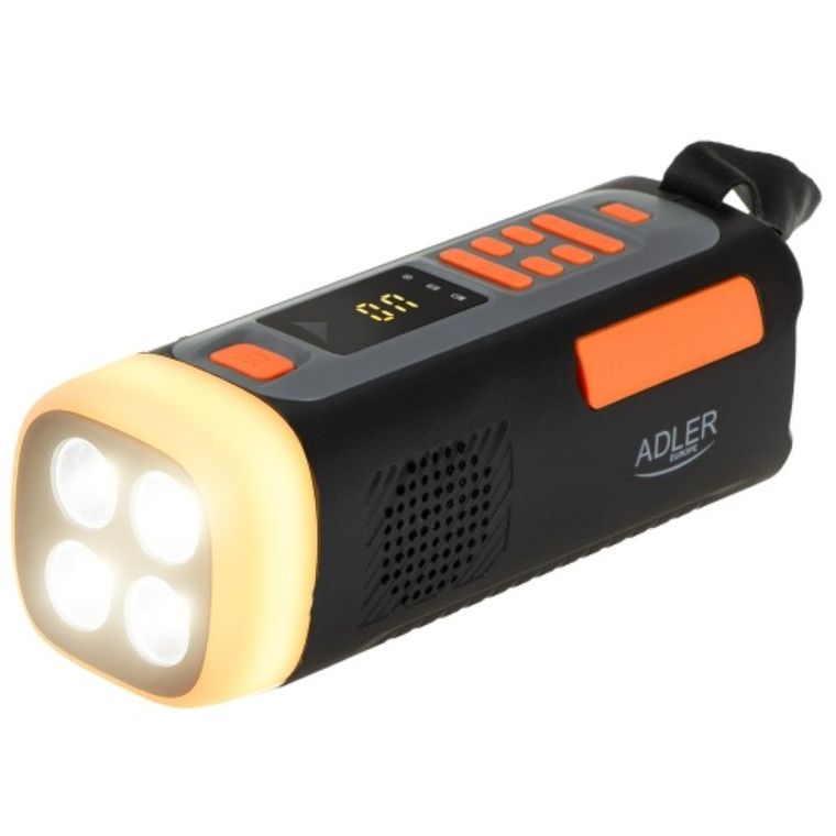 Adler, radio awaryjne, z panelem słonecznym, korbką, powerbankiem