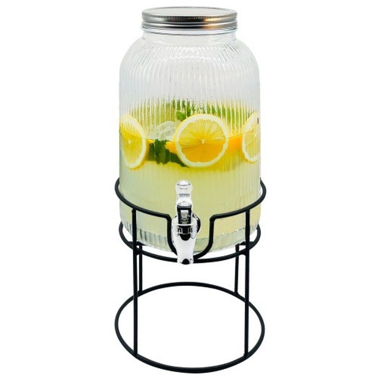 Adler, słój do napojów z kranikiem i stojakiem, szklany, 4l