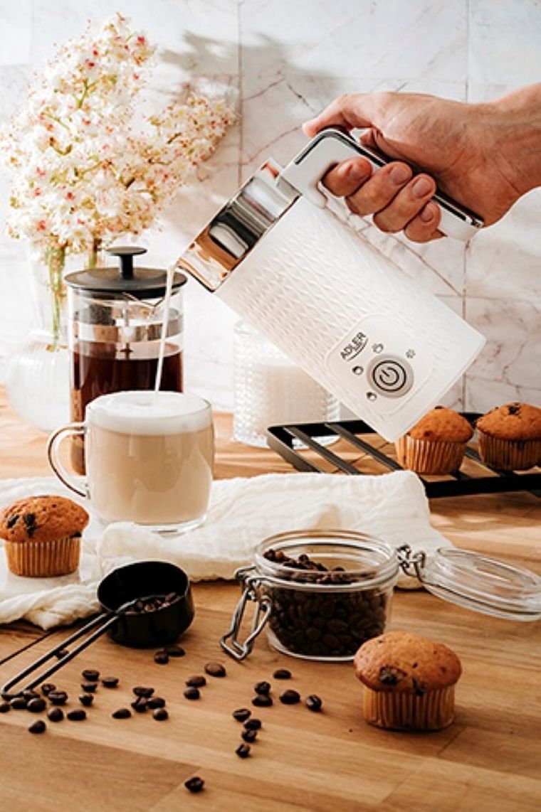 Adler, spieniacz do mleka 2w1, spienianie i podgrzewanie (latte i cappucino), AD 4494, biały