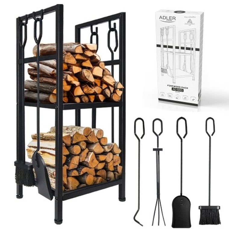 Adler, stojak na drewno kominkowe z zestawem narzędzi