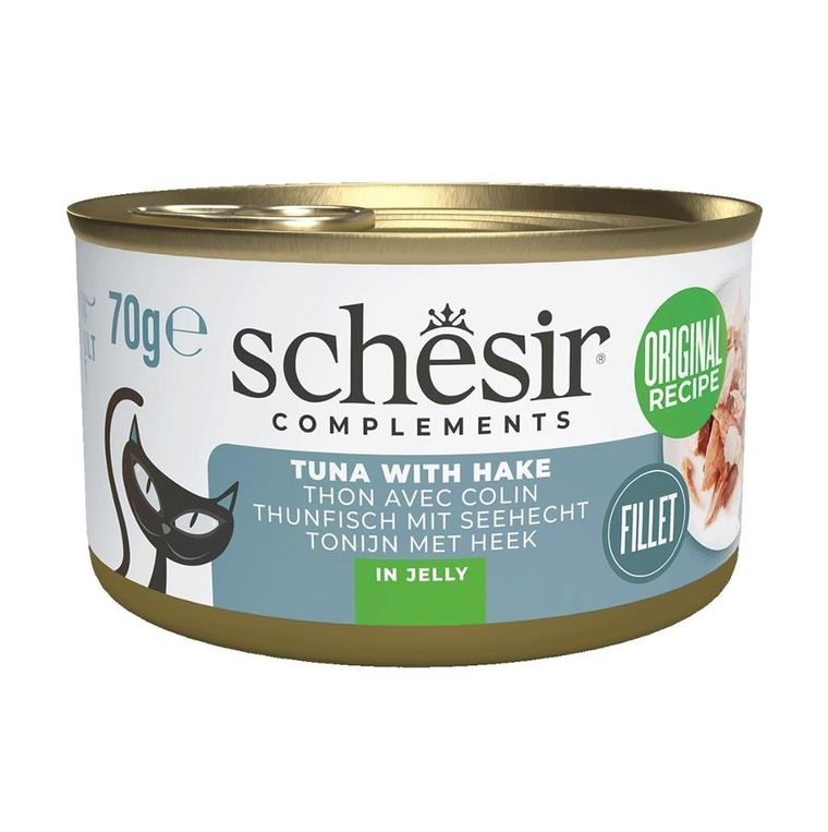 Agras Pet Foods, schesir adult w galarecie tuńczyk morszczuk, mokra karma dla kota, 70g