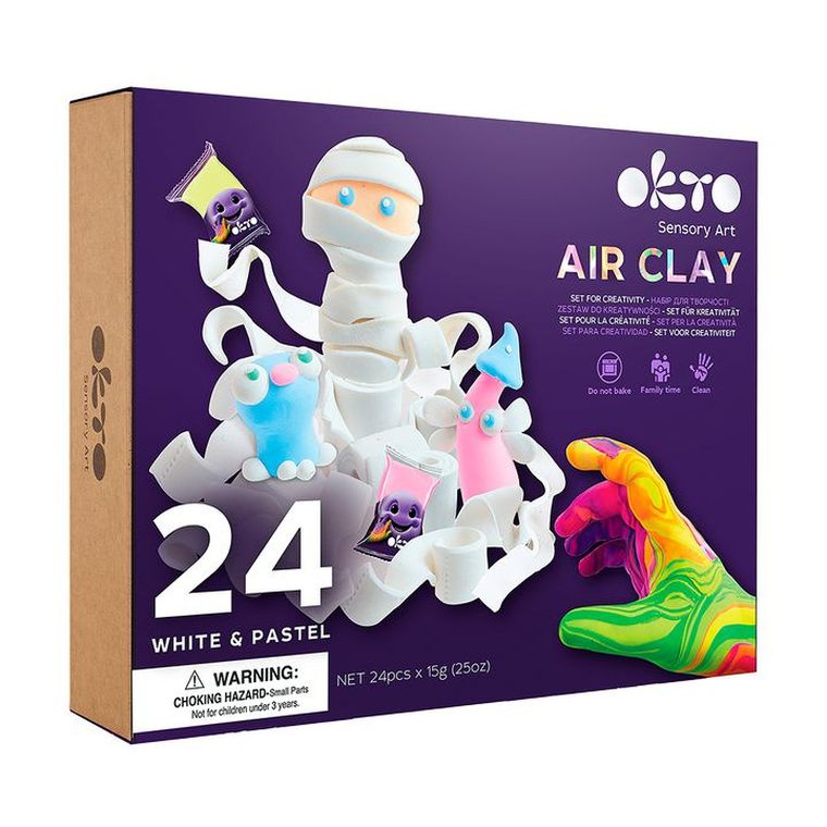 Air Clay, White&Pastel, zestaw lekkiej ciastoliny, 24 kolory