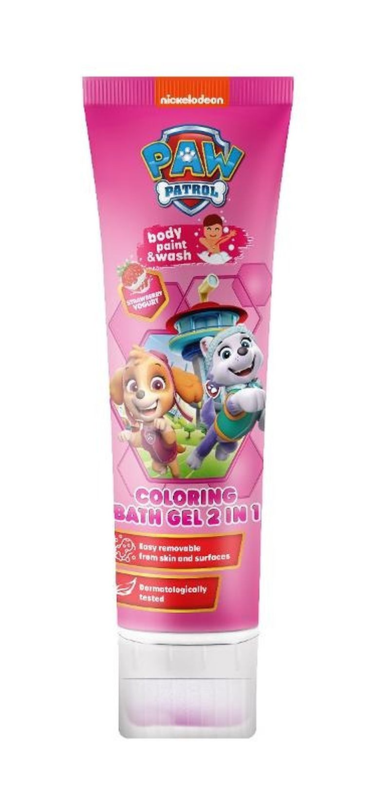 Air-Val, Psi Patrol, żel koloryzujący do kąpieli 2w1, jogurtowa truskawka, 150 ml