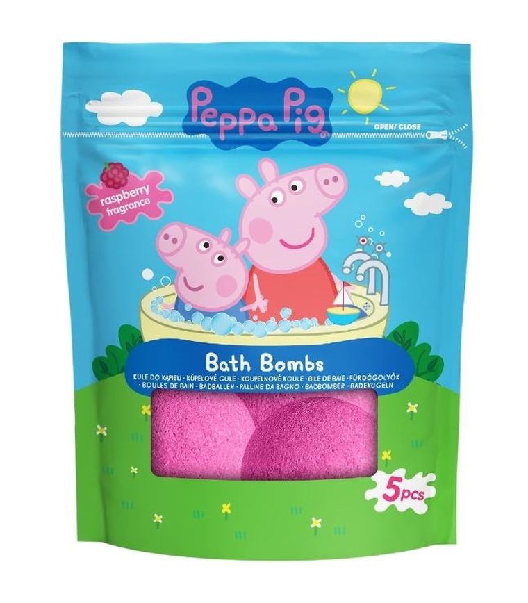 Air-Val, Świnka Peppa, kule do kąpieli, raspberry, 5-50 g