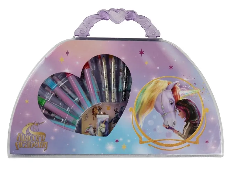 Akademia Jednorożców, zestaw artystyczny w walizce, 51 elementów
