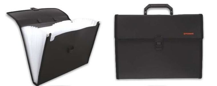 Aktówka z przegródkami z rączką PP-412, czarna, 1 szt.