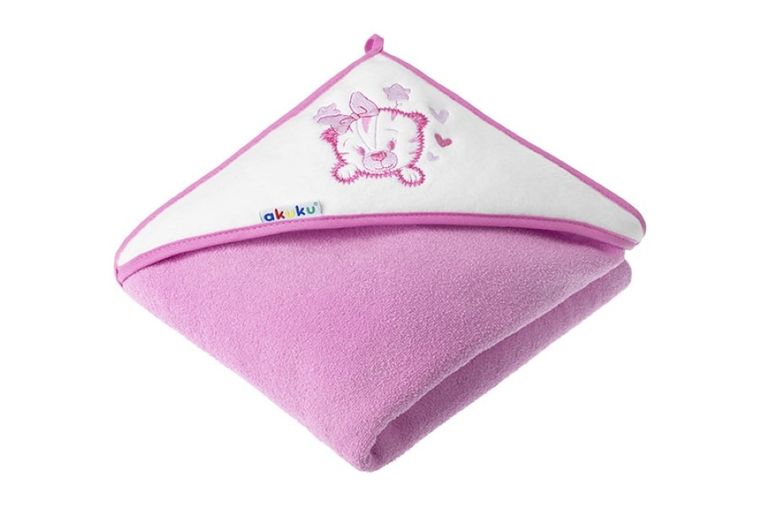 Akuku, Kotek, okrycie kąpielowe, różowe, 100-100 cm