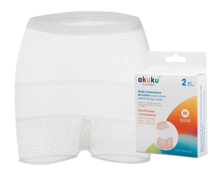Akuku, majtki siateczkowe poporodowe, wielokrotnego użytku, rozmiar XL, 2 szt.
