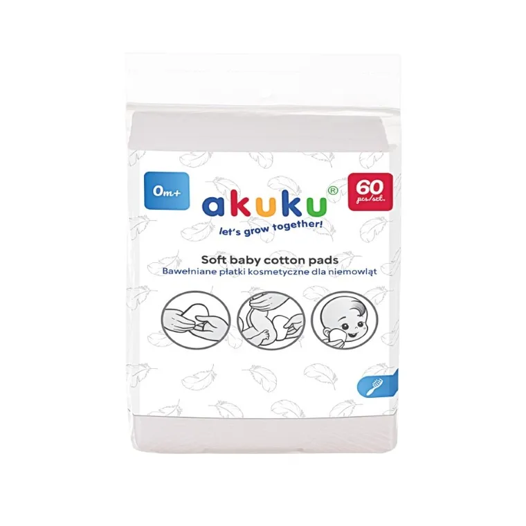 Akuku, płatki kosmetyczne dla niemowląt, 60 szt.