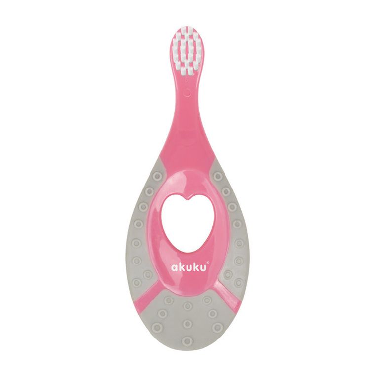 Akuku, szczoteczka do zębów, różowa, 0m+