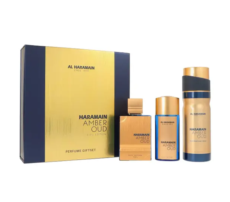 Al Haramain, Zestaw Amber Oud Bleu Edition Edp 75 ml + Edp 30ml + Deodorant Body Spray 200ml, zestaw perfum
