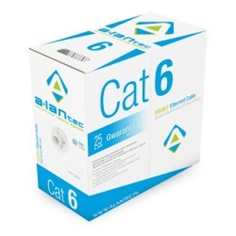 Alantec, kabel U/UTP, kat.6, sieciowy, LSOH, Dca 4-2-23 AWG, 1Gb/s (10Gb/s do 55m), 450 MHz, szary, 305m, KIU6LSOH305D
