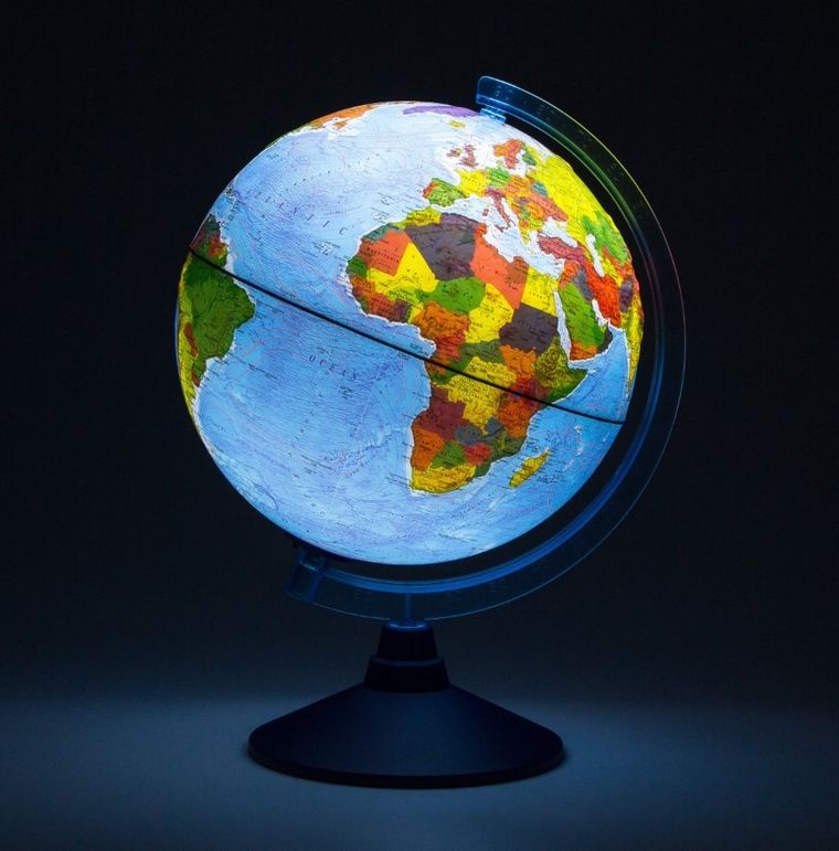 Alaysky, globus o średnicy 25 cm z mapą fizyczną, polityczną i aplikacją