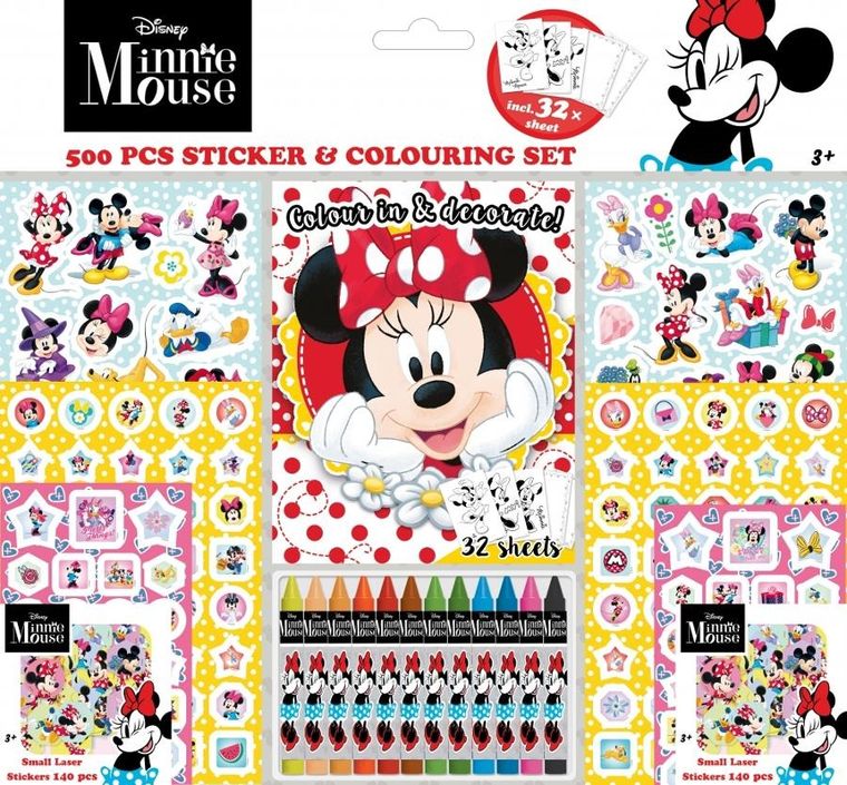 Alba Moli, Myszka Minnie, zestaw kreatywny z kredkami i naklejkami