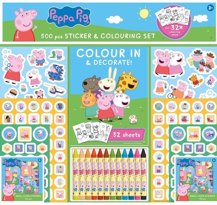 Alba Moli, Świnka Peppa, zestaw kreatywny z kredkami i naklejkami