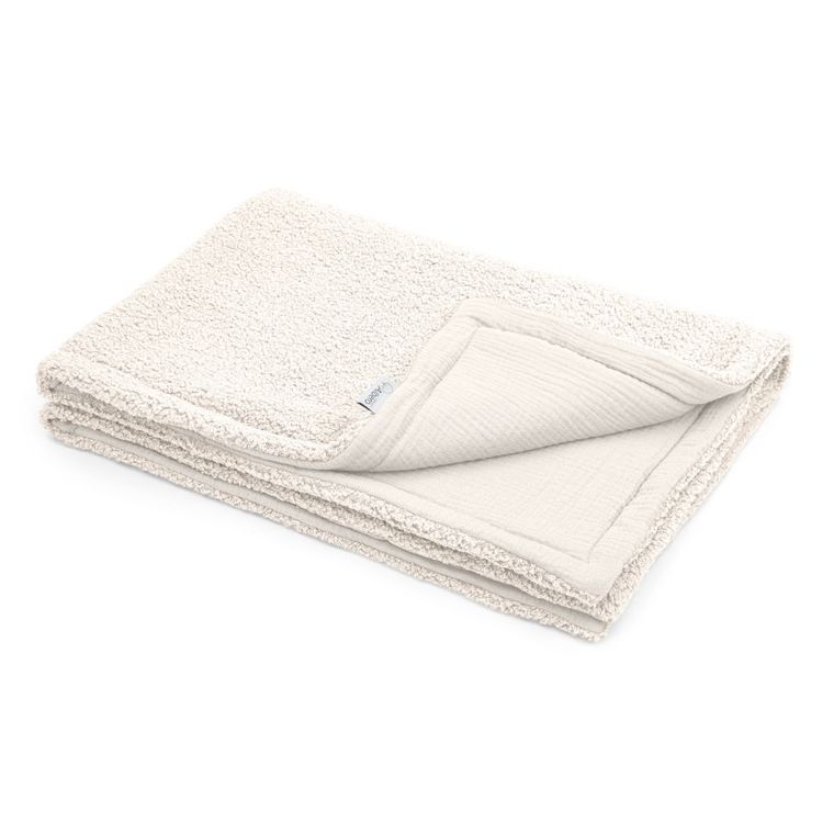 Albero Mio, Cotton Muślin & Boucle, kocyk boucle, wanilia, 75-100 cm