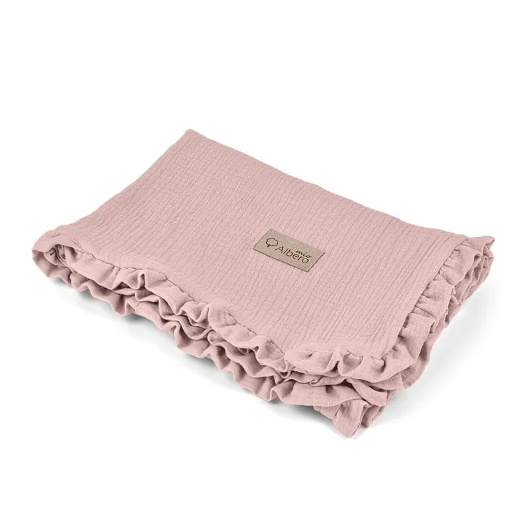 Albero Mio, kocyk z falbanką, róż, 80-100 cm