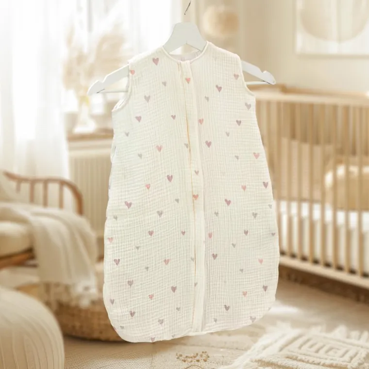 Albero Mio, Mini Hearts, śpiworek do spania, muślinowy,TOG 0.5, rozmiar M