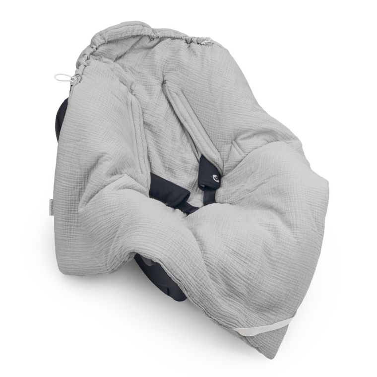 Albero Mio, otulacz muślinowy do fotelika, ocieplany, popiel