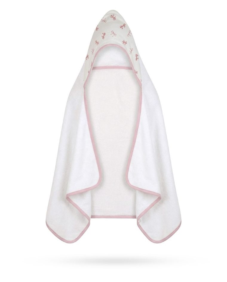 Albero Mio, Pudrowe kokardki, ręcznik bambusowy z kapturkiem, 70-120 cm