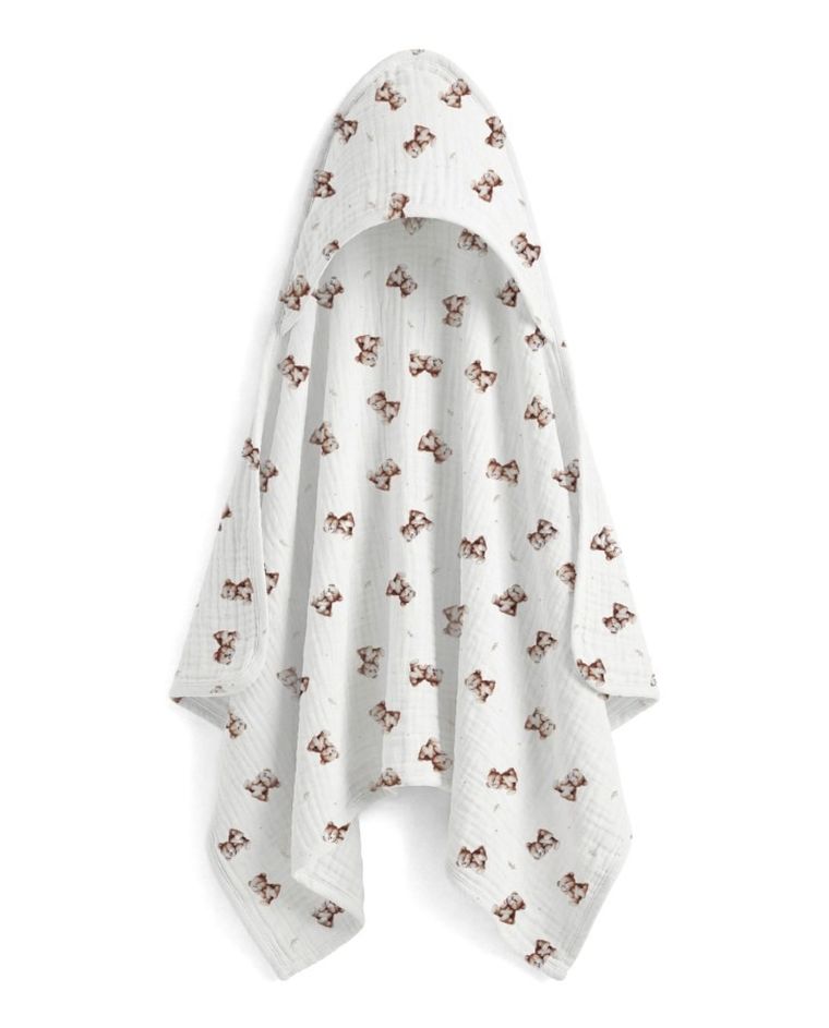 Albero Mio, Vintage Teddy, muślinowe okrycie kąpielowe, 80-80 cm