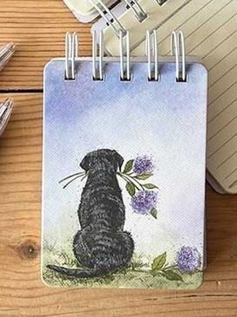 Alex Clark, kołonotes A7, Labrador z kwiatami, 1 szt.