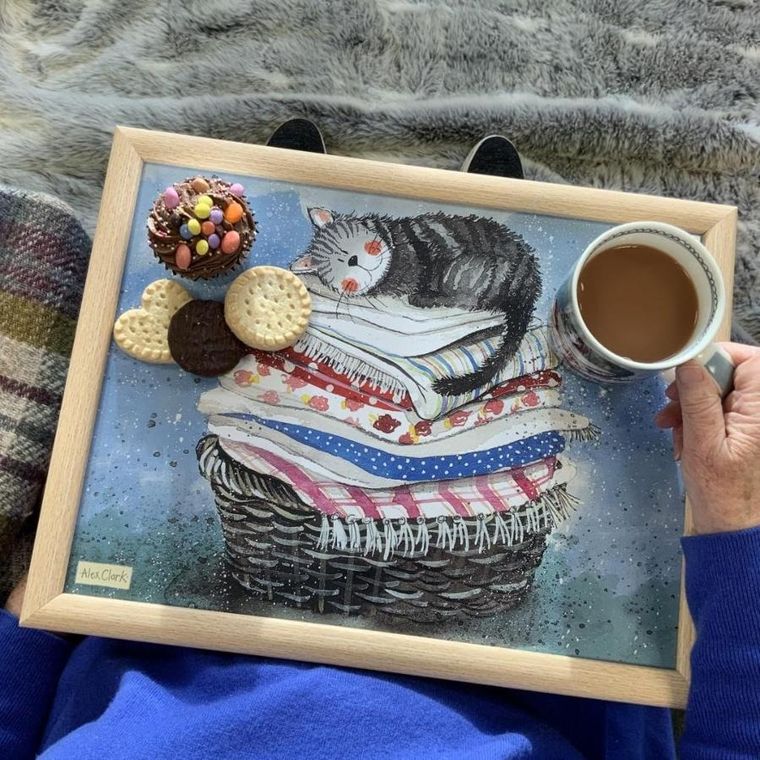 Alex Clark, podstawka pod laptopa, kot na koszu z praniem, LP01