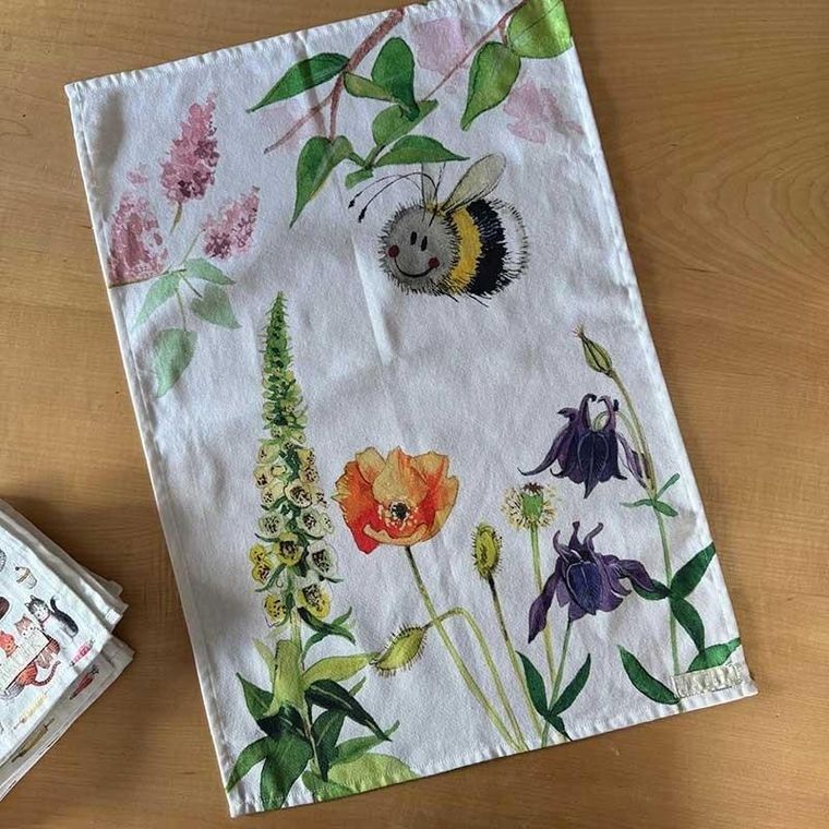 Alex Clark, ręcznik kuchenny, Pszczoły i kwiaty