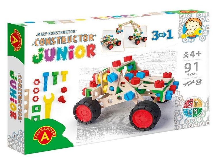 Alexander, Mały Konstruktor, Junior, Offroad Vehicle, zestaw konstrukcyjny 3w1, 91 elementów