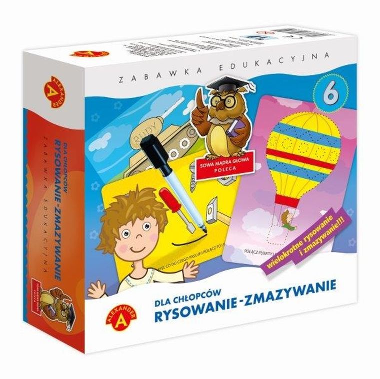 Alexander, Sowa Mądra Głowa, rysowanki zmazywanki 6, dla chłopców