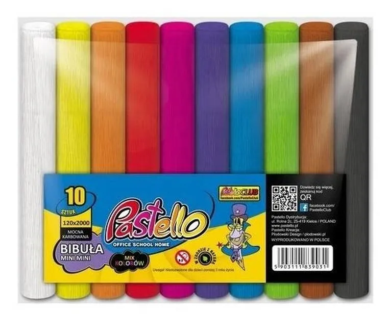 Alfa Pastello, bibuła marszczona, 12-200 cm, 10 kolorów