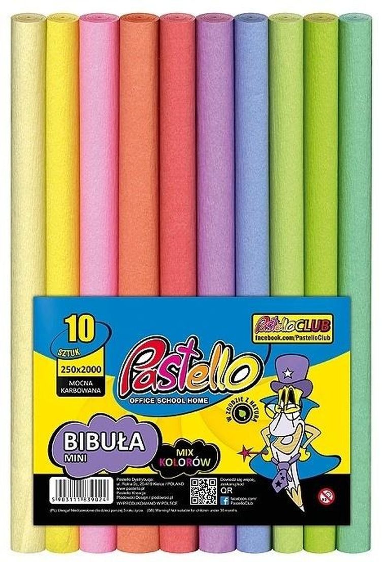 Alfa Pastello, bibuła marszczona mini, 25-200 cm, 10 kolorów