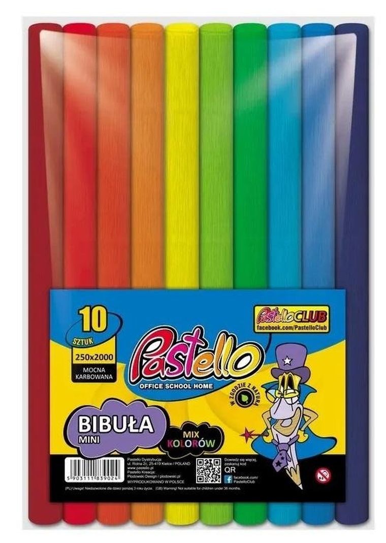 Alfa Pastello, bibuła marszczona mini, 25-200 cm, 10 kolorów