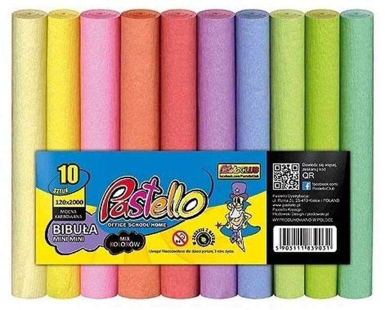 Alfa Pastello, bibuła marszczona mini mini, 12-200 cm, 10 kolorów