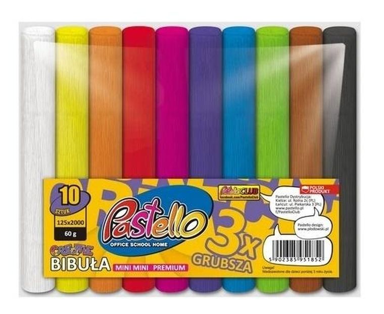 Alfa Pastello, bibuła marszczona mini mini, 12-200 cm, 10 kolorów