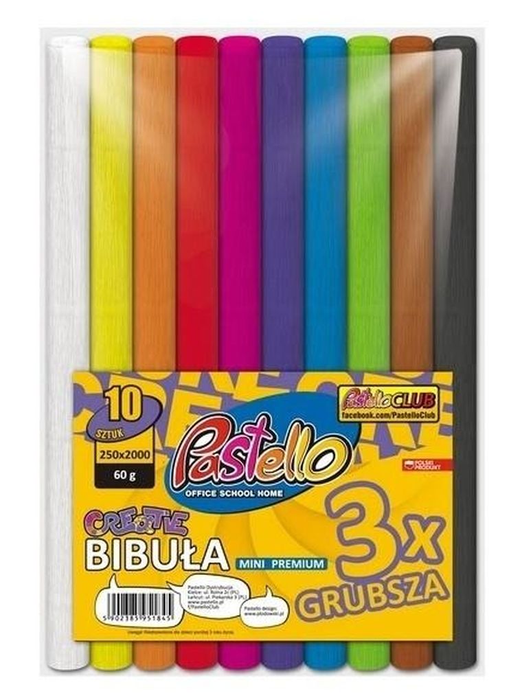 Alfa Pastello, bibuła mini premium, 25-200 cm, 10 kolorów