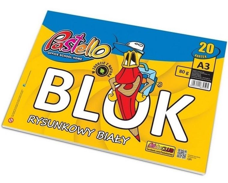 Alfa Pastello, blok rysunkowy A3, 80g, 20 kartek