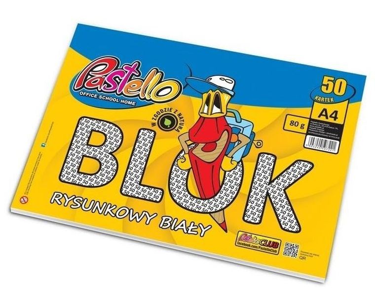 Alfa Pastello, blok rysunkowy A4, 80g, 50 kartek