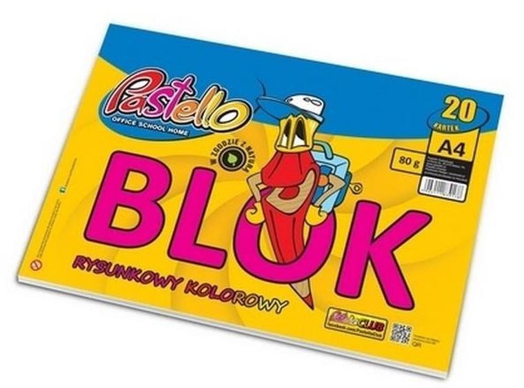 Alfa Pastello, blok rysunkowy, kolorowy, A4, 80g, 20 kartek