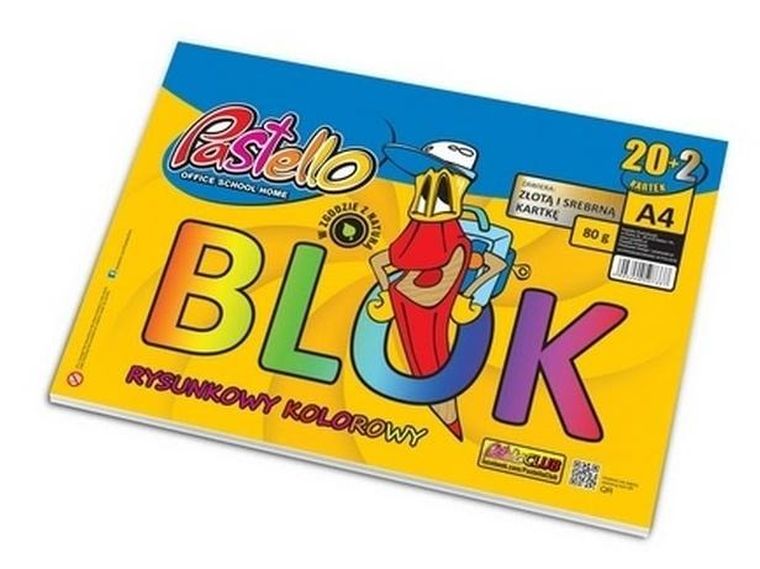 Alfa Pastello, blok rysunkowy, kolorowy, A4, 80g, 22 kartki