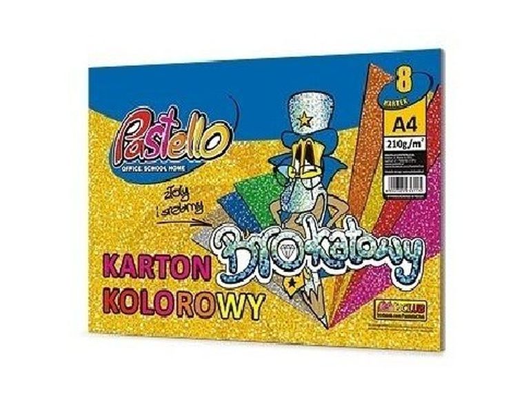 Alfa Pastello, karton brokatowy, A4, 210g, 8 kartek