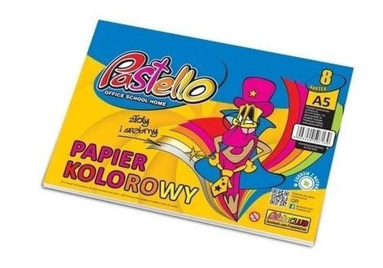 Alfa Pastello, papier kolorowy, A5, 8 kartek, błyszczący