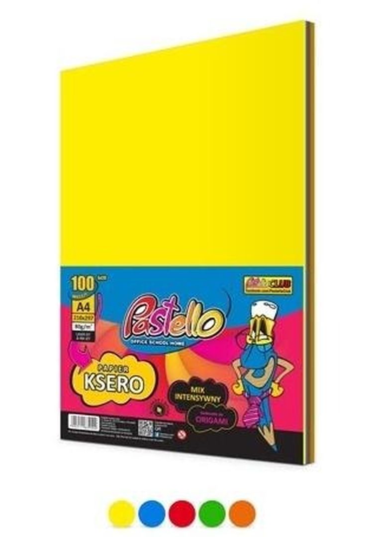 Alfa Pastello, papier ksero, A4, 80g, 5 kolorów, 100 arkuszy