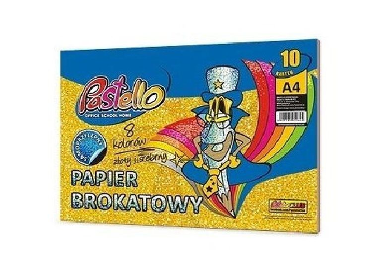 Alfa Pastello, papier samoprzylepny, brokatowy, A4, 10 kartek, 8 kolorów